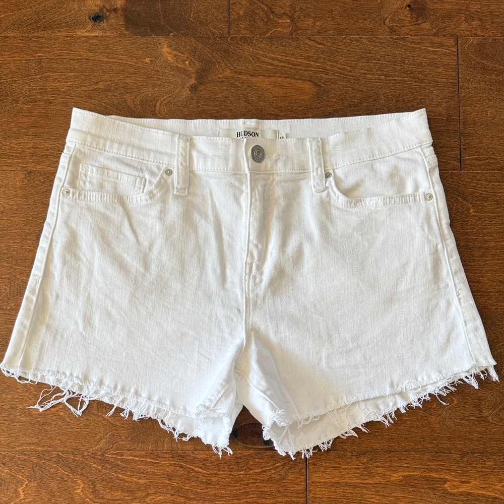 Hudson Jeans Frayed Hem White Shorts